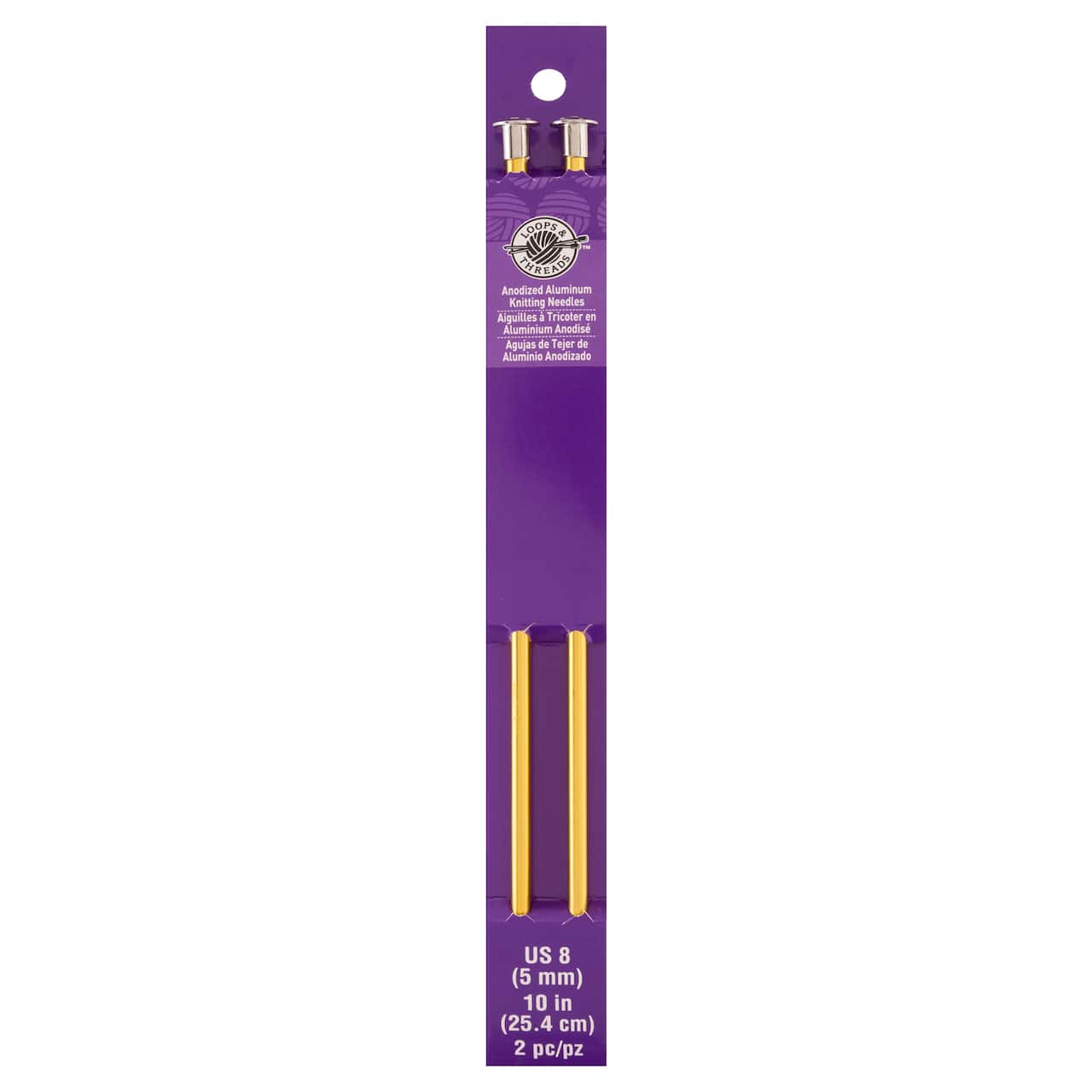 10" Anodized Aluminum Knitting Needles by Loops & Threads®